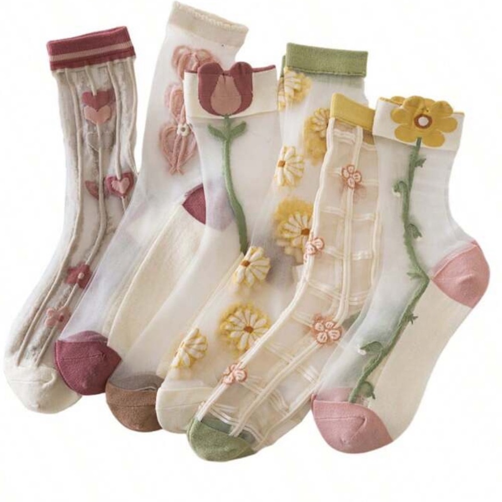Floral Sheer Socks Set
